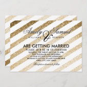 Stijlvolle Faux Gold Glitter Wedding Invitation Kaart (Voorkant / Achterkant)