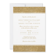 Stijlvolle Faux Gold Glitter Wedding Invitation