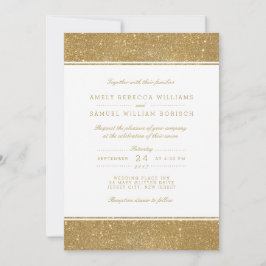 Stijlvolle Faux Gold Glitter Wedding Invitation Kaart