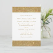 Stijlvolle Faux Gold Glitter Wedding Invitation Kaart (Staand voorkant)
