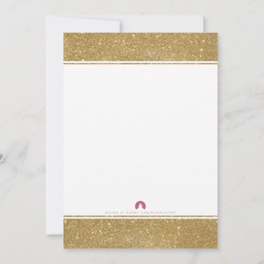 Stijlvolle Faux Gold Glitter Wedding Invitation Kaart (Achterkant)