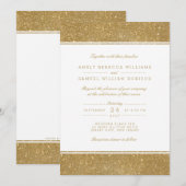 Stijlvolle Faux Gold Glitter Wedding Invitation Kaart (Voorkant / Achterkant)