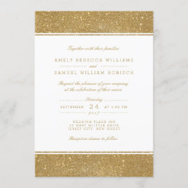 Stijlvolle Faux Gold Glitter Wedding Invitation Kaart