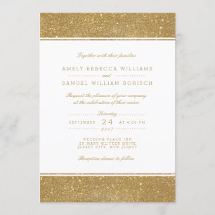 Stijlvolle Faux Gold Glitter Wedding Invitation Kaart