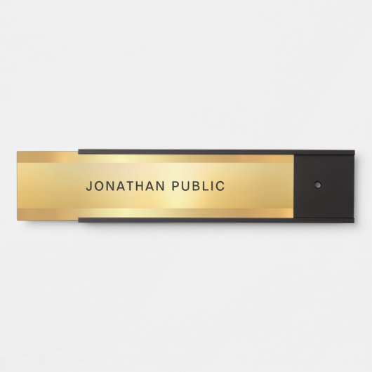 Stijlvolle Faux Gold Modern Glamoureuze Sjabloon Deurbordje (Voorkant)