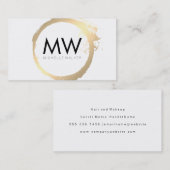 Stijlvolle Faux Gold Ring met grafisch monogram Visitekaartje (Voorkant / Achterkant)