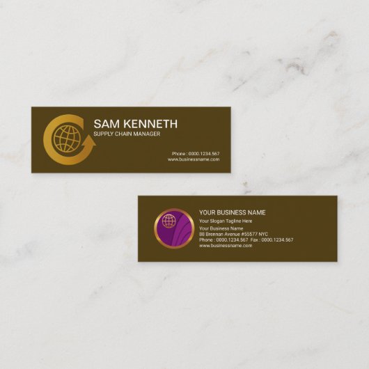 Stijlvolle Faux Gold Round Global Arrow Import Exp Mini Visitekaartje (Voorkant / Achterkant)