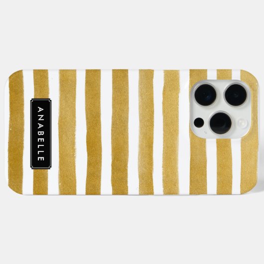 Stijlvolle Faux Gold Stripes Case-Mate iPhone Case (Achterkant (horizontaal))