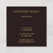 Stijlvolle Faux gouden tekst zwart fluweel modern Vierkante Visitekaartje (Achterkant)