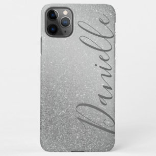 Stijlvolle Faux Grey Glitter Zilveren Achtergrond  iPhone 11Pro Max Hoesje