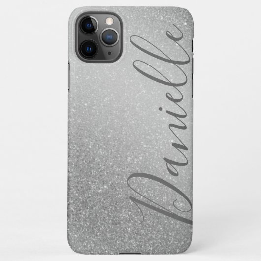 Stijlvolle Faux Grey Glitter Zilveren Achtergrond  iPhone Hoesje (Achterkant)