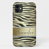 Stijlvolle Faux Jeweled Zebra Print iPhone Case (Achterkant)