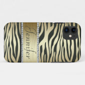 Stijlvolle Faux Jeweled Zebra Print iPhone Case (Achterkant (horizontaal))