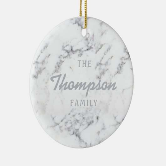 Stijlvolle Faux Marble Texture and Custom Family N Keramisch Ornament (Rechts)