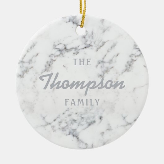 Stijlvolle Faux Marble Texture and Custom Family N Keramisch Ornament (Voorkant)