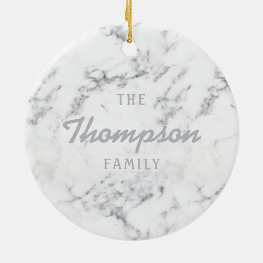 Stijlvolle Faux Marble Texture and Custom Family N Keramisch Ornament (Achterkant)