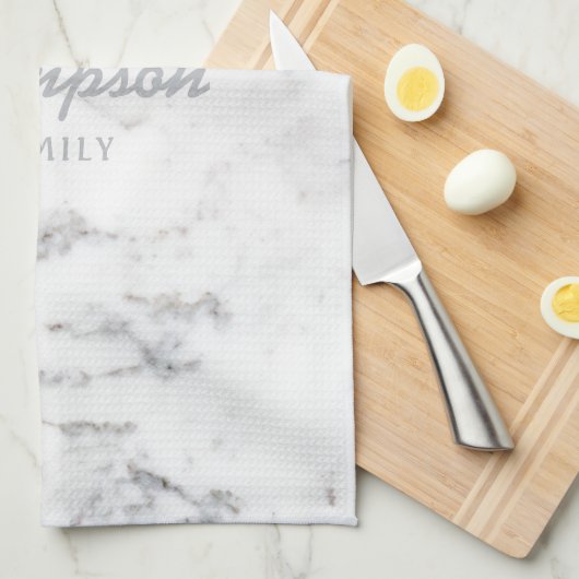 Stijlvolle Faux Marble Texture and Custom Family N Theedoek (Quarter Fold)