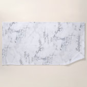 Stijlvolle Faux Marble-textuur met aangepaste naam Strandlaken (Voorkant)