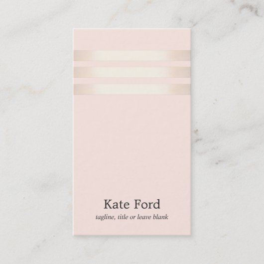 Stijlvolle Faux Roos Goud Gestreept Licht Roze 2 Visitekaartje (Voorkant)