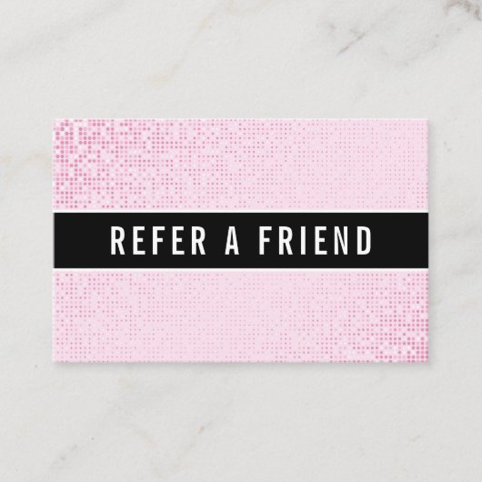 Stijlvolle Faux Roze Sequin Salon Referral-klant Visitekaartje (Voorkant)