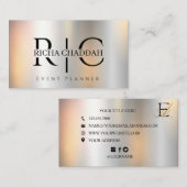 Stijlvolle Faux Silver Metallic Elegant Uniek Visitekaartje (Voorkant / Achterkant)