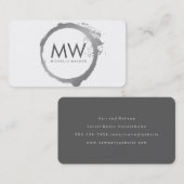 Stijlvolle Faux Silver Ring met grafisch monogram Visitekaartje (Voorkant / Achterkant)