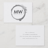 Stijlvolle Faux Silver Ring met grafisch monogram Visitekaartje (Voorkant / Achterkant)