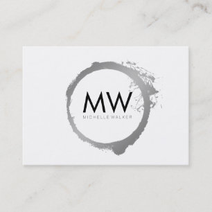 Stijlvolle Faux Silver Ring met grafisch monogram Visitekaartje