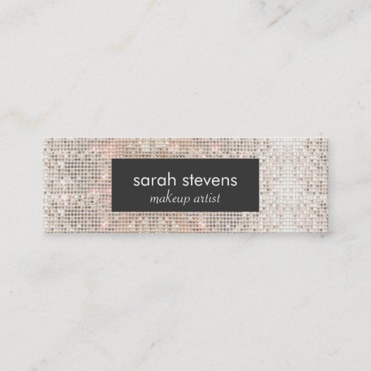 Stijlvolle Faux Silver Sequins Beauty Mode Retro Mini Visitekaartje (Voorkant)