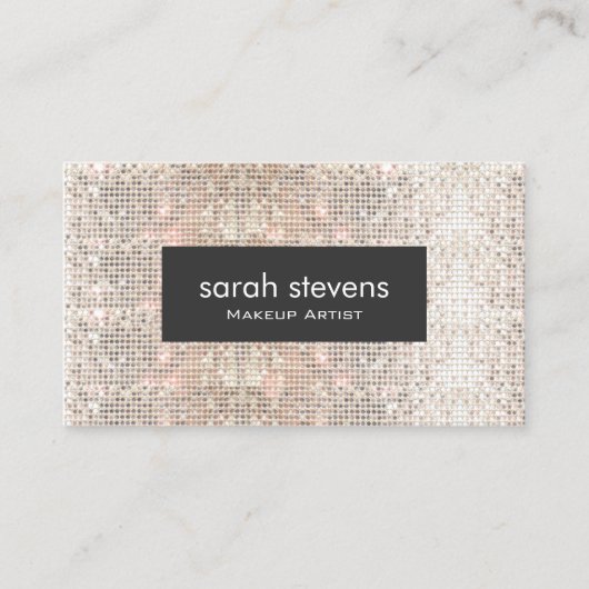 Stijlvolle Faux Silver Sequins Beauty Mode Retro Visitekaartje (Voorkant)
