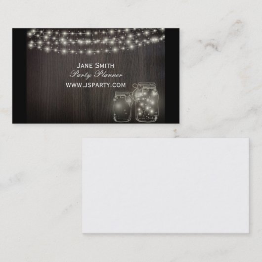 Stijlvolle fee-lampjes Feest Planner Visitekaartje (Voorkant / Achterkant)