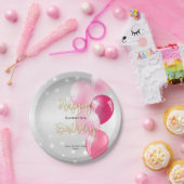 Stijlvolle feestdag en roze ballonnen papieren bordje (Feest)