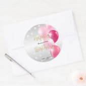 Stijlvolle feestdag en roze ballonnen ronde sticker (Envelop)