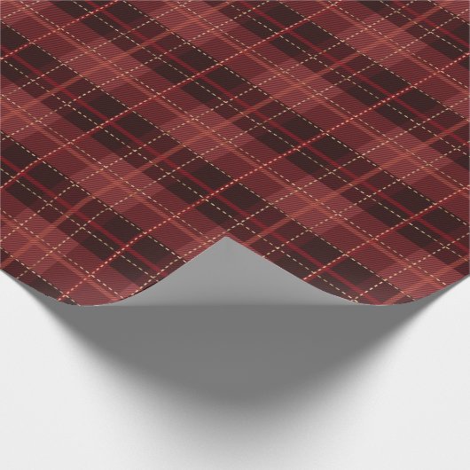 Stijlvolle feestdag Rood en Zwarte Kerstmis Tartan Cadeaupapier (Hoek)