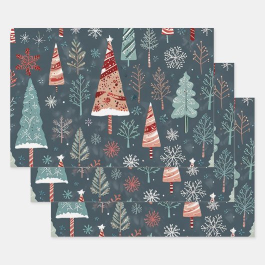 Stijlvolle feestelijke bomen Inpakpapier Vel (Set)