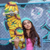 Stijlvolle felgele zonnebloemkunst op persoonlijk skateboard