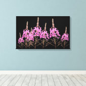 Stijlvolle fine art paarse roze wildevuur bloemenb canvas afdruk (Insitu (Houten vloer))