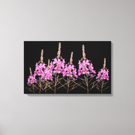 Stijlvolle fine art paarse roze wildevuur bloemenb canvas afdruk