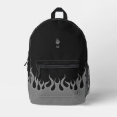 Stijlvolle Flame Fire Zwart Grijs Bedrukte Rugzak (Voorkant)