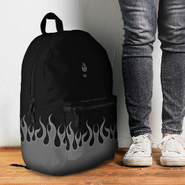 Stijlvolle Flame Fire Zwart Grijs Bedrukte Rugzak