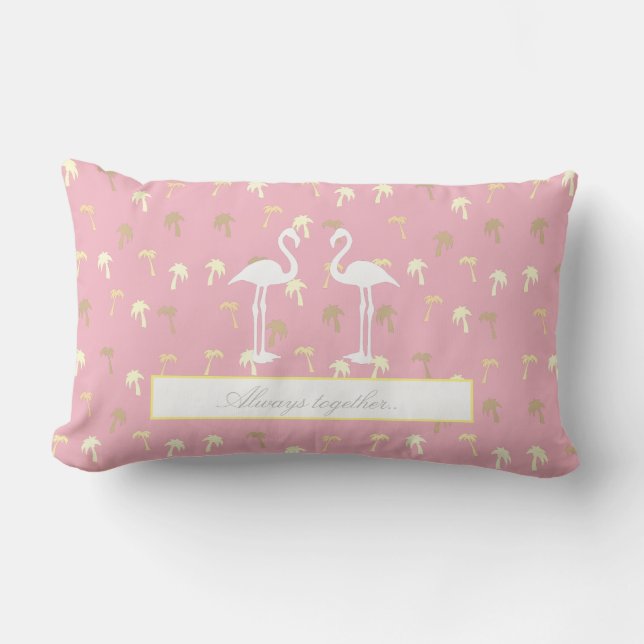 Stijlvolle Flamingo Altijd Samen Palm Kussentje Kussen (Voorkant)