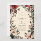 Stijlvolle Floral Art Nouveau bruiloft Kaart (Voorkant)