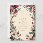 Stijlvolle Floral Art Nouveau bruiloft Save The Date (Voorkant)