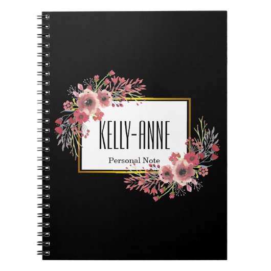 Stijlvolle  Floral Boutique Spiral personaliseren Notitieboek (Voorkant)
