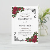 Stijlvolle Floral bruiloft uitnodiging |  (Staand voorkant)