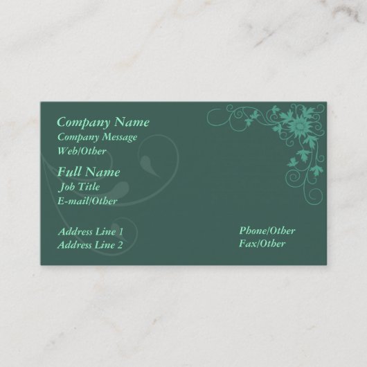 Stijlvolle Floral Business Card-sjabloon Visitekaartje (Voorkant)