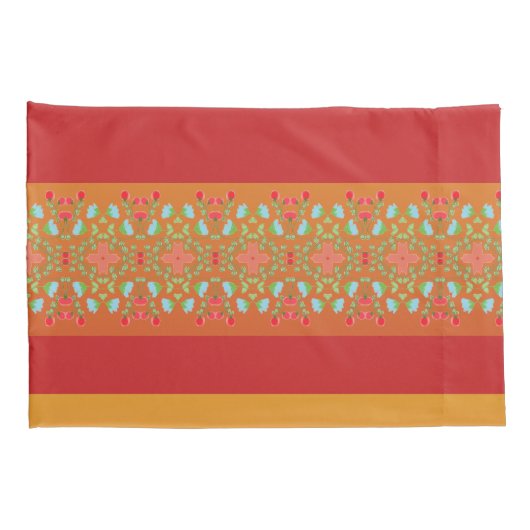 Stijlvolle Floral en Stripe geaccentueerd Kussensloop (Achterkant-Rechts)