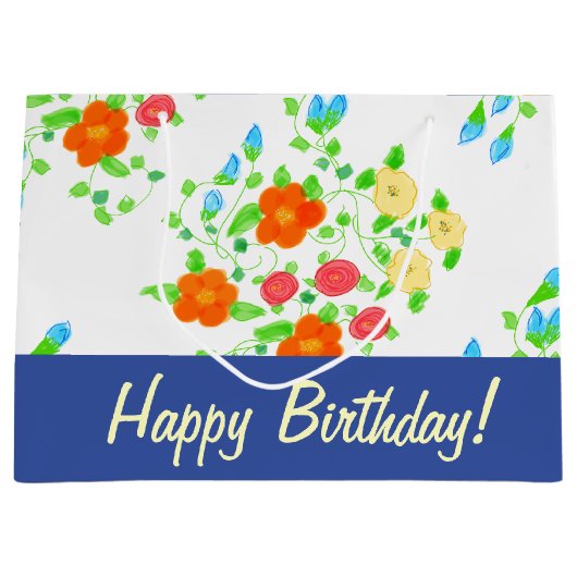 Stijlvolle Floral Gift Bag Large Cadeautasje (Voorkant)