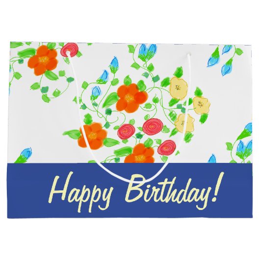 Stijlvolle Floral Gift Bag Large Cadeautasje (Achterkant)