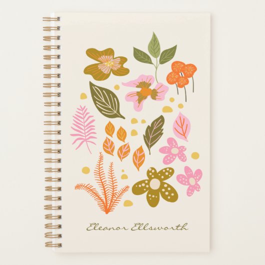 Stijlvolle Floral Illustratie Roze groene aangepas Planner (Voorkant)